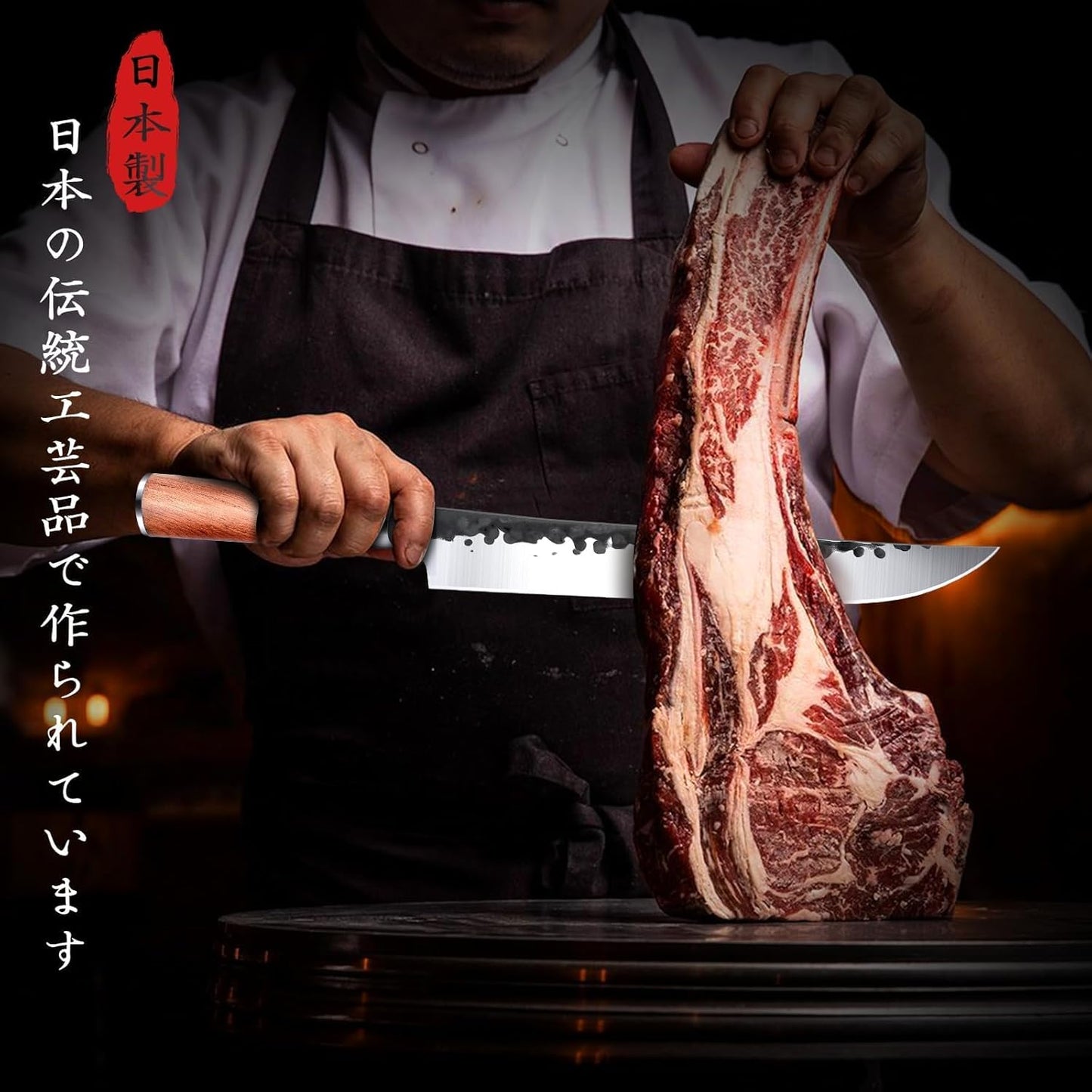 Huusk Knives from Japan, Meat Cleaver Heavy Duty Chopping Knife | Hand Forged Butcher Knife for Meat Cutting Kitchen Vegetable Knives for Home, Fathers' Day Gift Idea for Men Dad