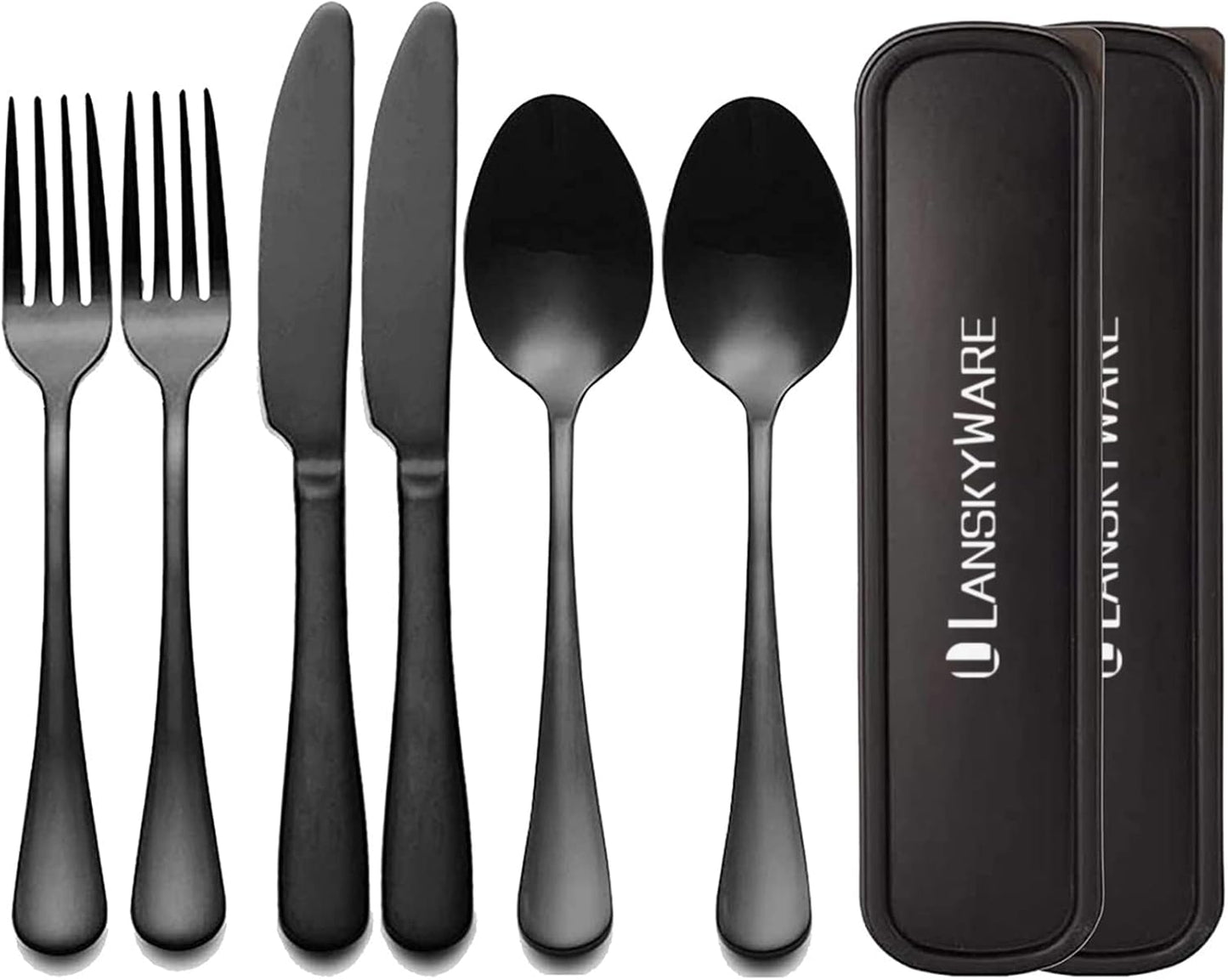 Portable Travel Utensils Set with Case,Reusable Office Flatware Set,Healthy Travel Cutlery Set 3 PCs Stainless Steel Fork, Spoon,Knife Cutlery Ideal for Travel, Lunch Box and Camping (Rose Gold-3PCs)