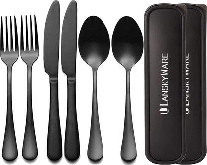 Portable Travel Utensils Set with Case,Reusable Office Flatware Set,Healthy Travel Cutlery Set 3 PCs Stainless Steel Fork, Spoon,Knife Cutlery Ideal for Travel, Lunch Box and Camping (Rose Gold-3PCs)