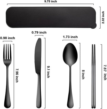 Portable Travel Utensils Set with Case,Reusable Office Flatware Set,Healthy Travel Cutlery Set 3 PCs Stainless Steel Fork, Spoon,Knife Cutlery Ideal for Travel, Lunch Box and Camping (Rose Gold-3PCs)