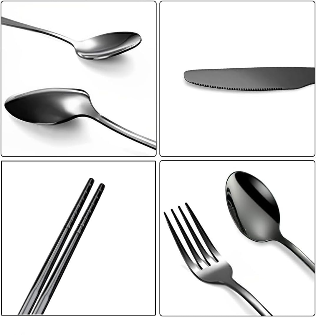 Portable Travel Utensils Set with Case,Reusable Office Flatware Set,Healthy Travel Cutlery Set 3 PCs Stainless Steel Fork, Spoon,Knife Cutlery Ideal for Travel, Lunch Box and Camping (Rose Gold-3PCs)