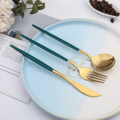 Portable Travel Utensils Set with Case,Reusable Office Flatware Set,Healthy Travel Cutlery Set 3 PCs Stainless Steel Fork, Spoon,Knife Cutlery Ideal for Travel, Lunch Box and Camping (Rose Gold-3PCs)