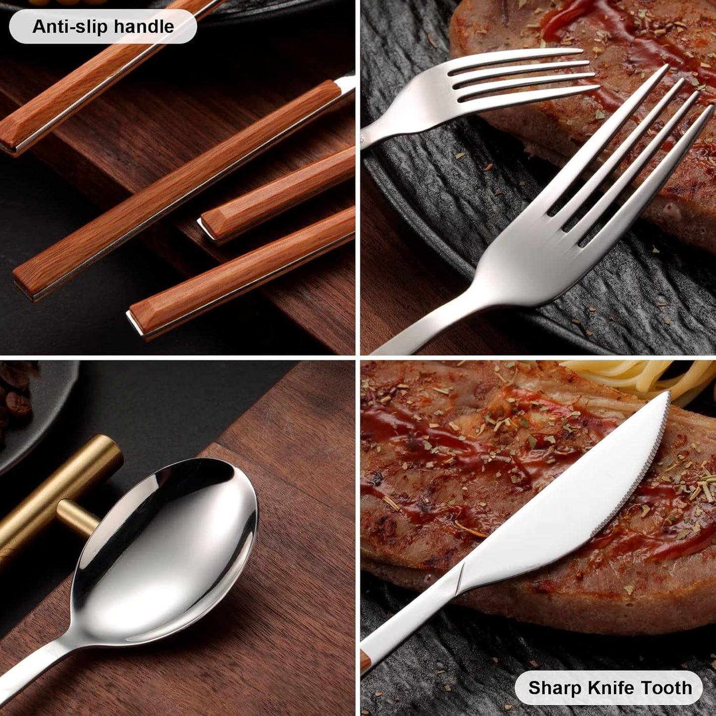 Portable Travel Utensils Set with Case,Reusable Office Flatware Set,Healthy Travel Cutlery Set 3 PCs Stainless Steel Fork, Spoon,Knife Cutlery Ideal for Travel, Lunch Box and Camping (Rose Gold-3PCs)