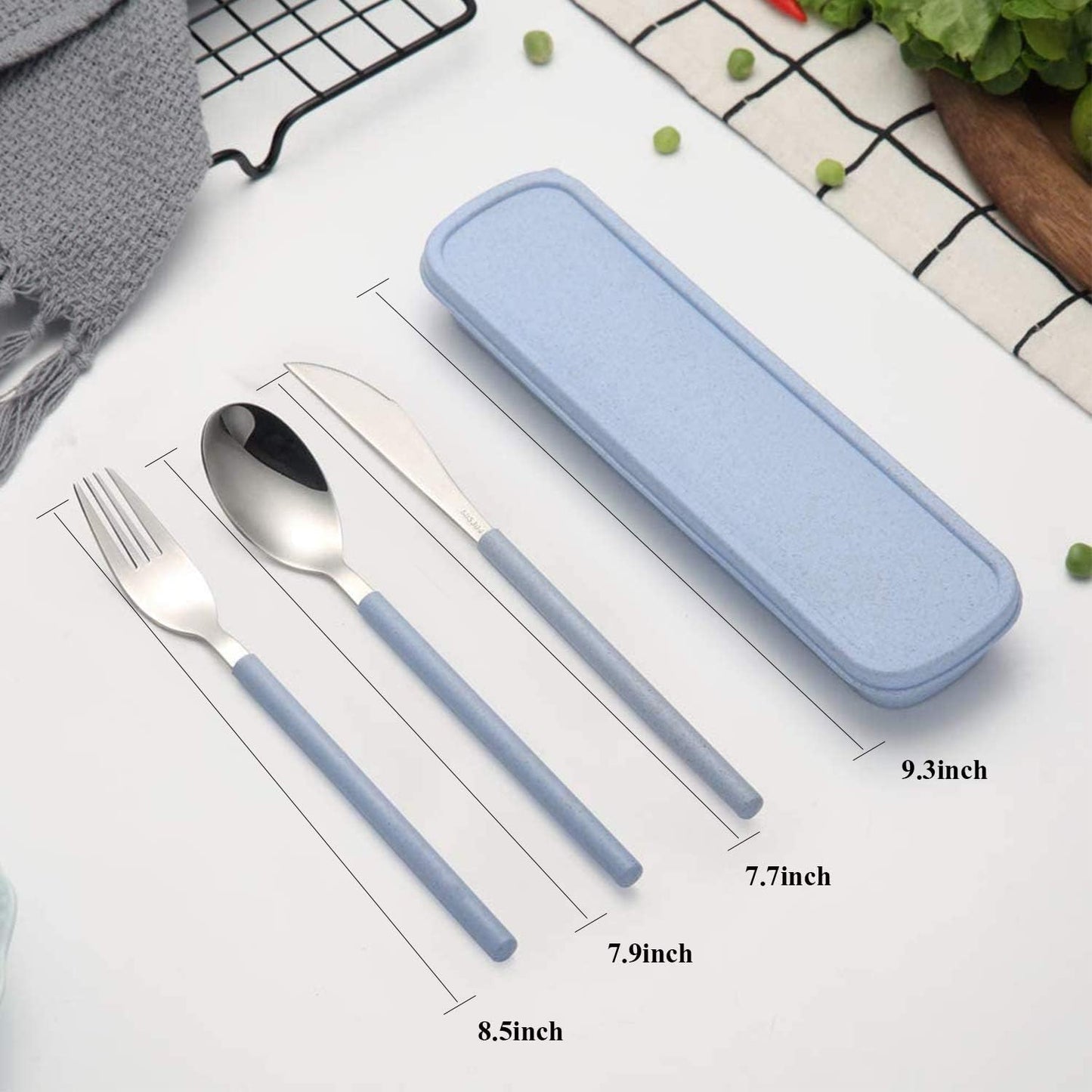 Portable Travel Utensils Set with Case,Reusable Office Flatware Set,Healthy Travel Cutlery Set 3 PCs Stainless Steel Fork, Spoon,Knife Cutlery Ideal for Travel, Lunch Box and Camping (Rose Gold-3PCs)