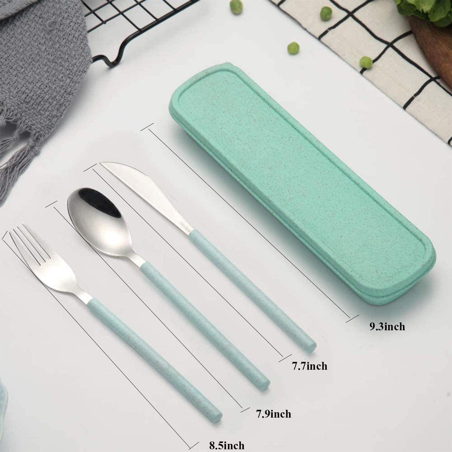 Portable Travel Utensils Set with Case,Reusable Office Flatware Set,Healthy Travel Cutlery Set 3 PCs Stainless Steel Fork, Spoon,Knife Cutlery Ideal for Travel, Lunch Box and Camping (Rose Gold-3PCs)