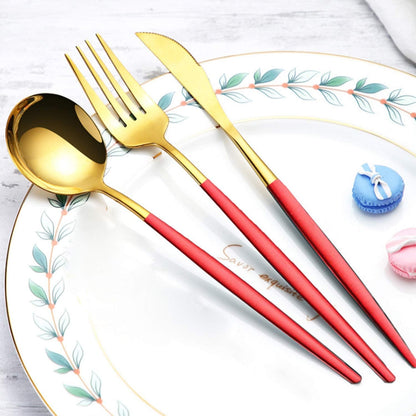 Portable Travel Utensils Set with Case,Reusable Office Flatware Set,Healthy Travel Cutlery Set 3 PCs Stainless Steel Fork, Spoon,Knife Cutlery Ideal for Travel, Lunch Box and Camping (Rose Gold-3PCs)