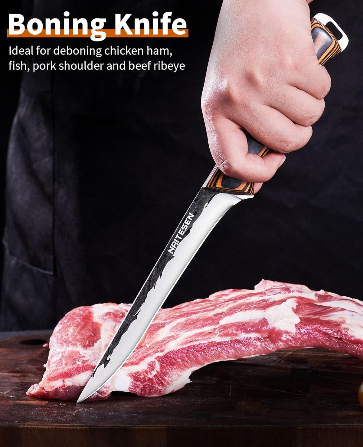 Professional Brisket Carving Knife Set for Men | Grilling Knives, Hand Forged Super Sharp Butcher Slicing Knife Boning Knife for Meat Turkey Cutting Home Kitchen BBQ