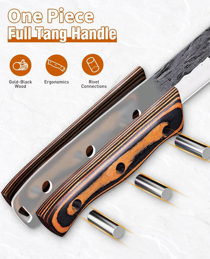 Professional Brisket Carving Knife Set for Men | Grilling Knives, Hand Forged Super Sharp Butcher Slicing Knife Boning Knife for Meat Turkey Cutting Home Kitchen BBQ