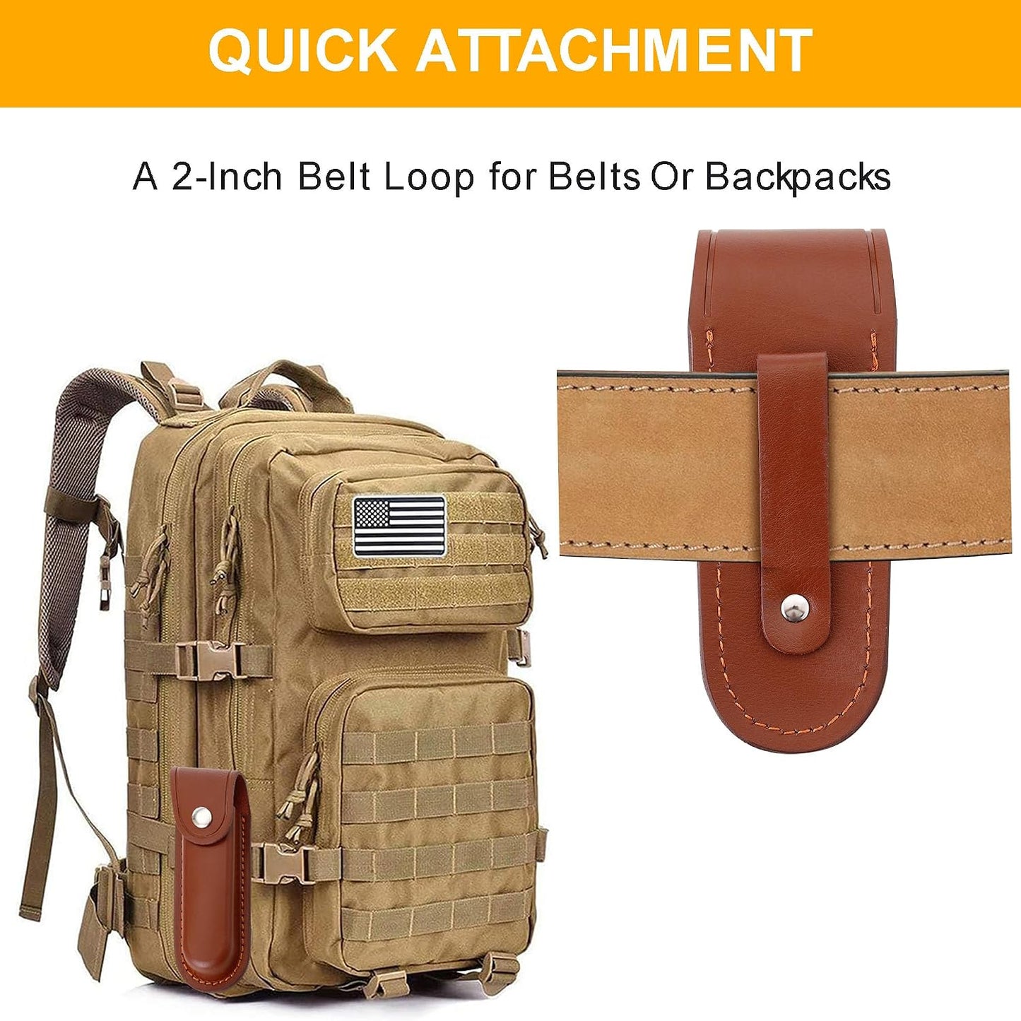 5 Inch Leather Pocket Knife Sheath for Belt Carry | Genuine cowhide folding knife pouch with snap closure for camping, hiking, hunting and everyday EDC carry