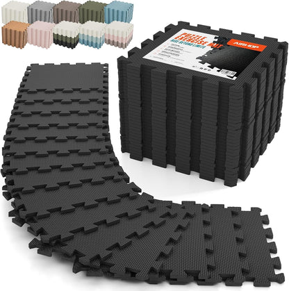 18 PCS Gym Floor Mat, EVA Foam Puzzle Gym Mat, High-Density Interlocking Foam Floor Tiles for Home Gym, Play Workout Garage Kitchen Flooring 12.6"x12.6"x0.4"