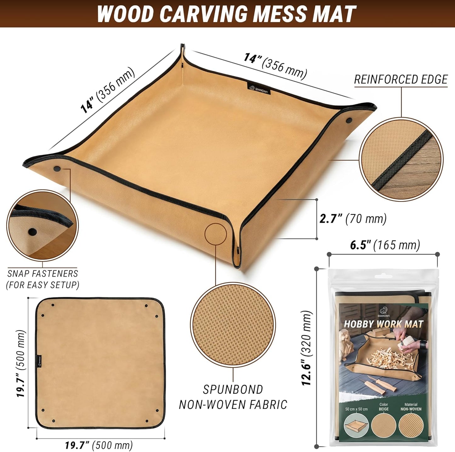 Wood Carving Knife Kit S15 Whittling Kit for Beginners, Kids - Wood Carving Tools Set with Leather Strop, Wood Carving Mess Mat for Easy Cleanup – Portable Woodworking Hobby Work Mat MS