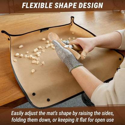 Wood Carving Knife Kit S15 Whittling Kit for Beginners, Kids - Wood Carving Tools Set with Leather Strop, Wood Carving Mess Mat for Easy Cleanup – Portable Woodworking Hobby Work Mat MS