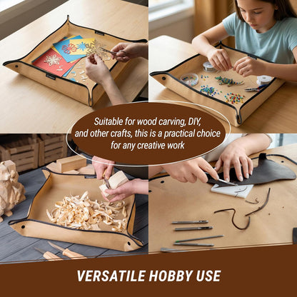Wood Carving Knife Kit S15 Whittling Kit for Beginners, Kids - Wood Carving Tools Set with Leather Strop, Wood Carving Mess Mat for Easy Cleanup – Portable Woodworking Hobby Work Mat MS