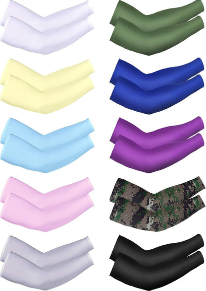 10 Pairs UV Arm Sleeve for Men Women Cooling Tattoo Cover up Compression Sun Protection Sleeves for Outdoor Activities