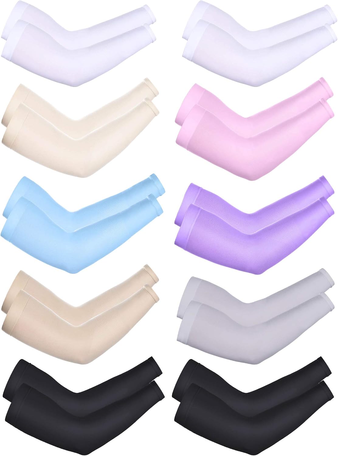 10 Pairs UV Arm Sleeve for Men Women Cooling Tattoo Cover up Compression Sun Protection Sleeves for Outdoor Activities