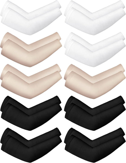 10 Pairs UV Arm Sleeve for Men Women Cooling Tattoo Cover up Compression Sun Protection Sleeves for Outdoor Activities