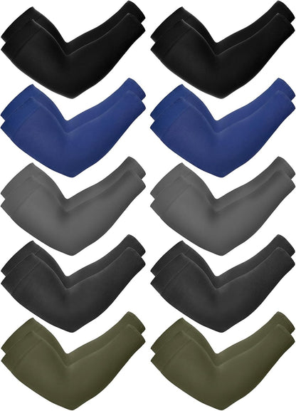 10 Pairs UV Arm Sleeve for Men Women Cooling Tattoo Cover up Compression Sun Protection Sleeves for Outdoor Activities