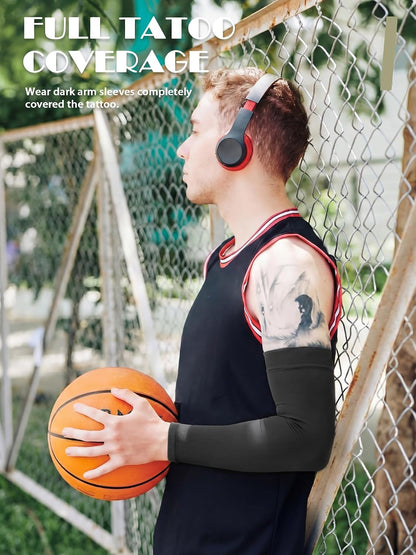 10 Pairs UV Arm Sleeve for Men Women Cooling Tattoo Cover up Compression Sun Protection Sleeves for Outdoor Activities