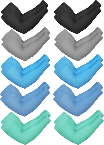 10 Pairs UV Arm Sleeve for Men Women Cooling Tattoo Cover up Compression Sun Protection Sleeves for Outdoor Activities