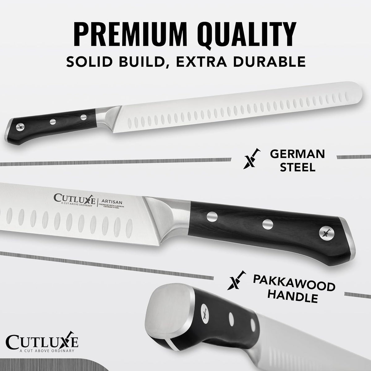 Carving Knife Set, Brisket Slicing & Boning Knife for Meat & BBQ | Razor Sharp German Steel, Full Tang Ergonomic Handle – Grilling Gift for Men, Artisan Series