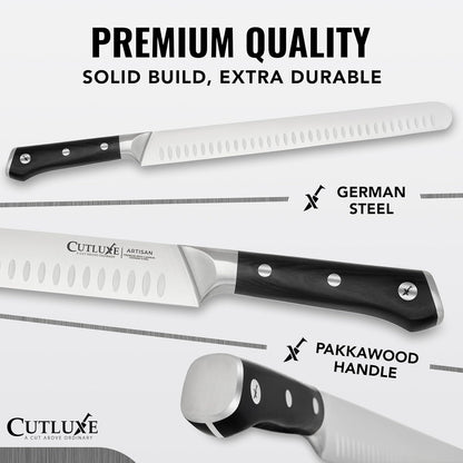 Carving Knife Set, Brisket Slicing & Boning Knife for Meat & BBQ | Razor Sharp German Steel, Full Tang Ergonomic Handle – Grilling Gift for Men, Artisan Series