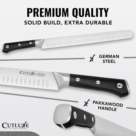 Carving Knife Set, Brisket Slicing & Boning Knife for Meat & BBQ | Razor Sharp German Steel, Full Tang Ergonomic Handle – Grilling Gift for Men, Artisan Series