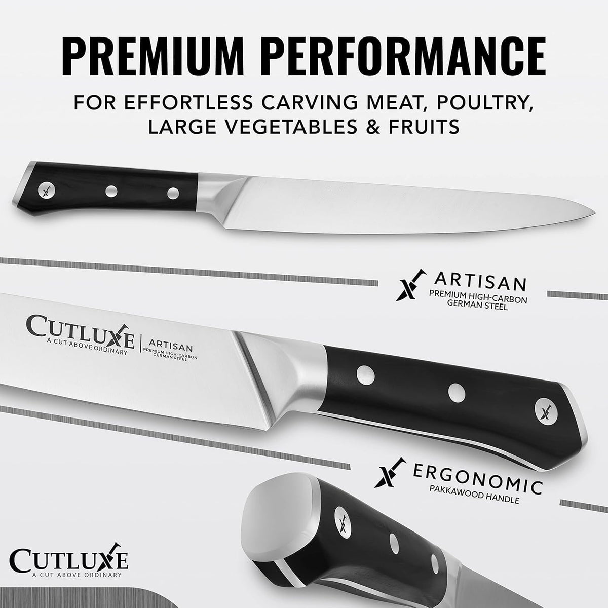 Carving Knife Set, Brisket Slicing & Boning Knife for Meat & BBQ | Razor Sharp German Steel, Full Tang Ergonomic Handle – Grilling Gift for Men, Artisan Series