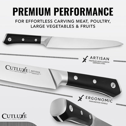 Carving Knife Set, Brisket Slicing & Boning Knife for Meat & BBQ | Razor Sharp German Steel, Full Tang Ergonomic Handle – Grilling Gift for Men, Artisan Series