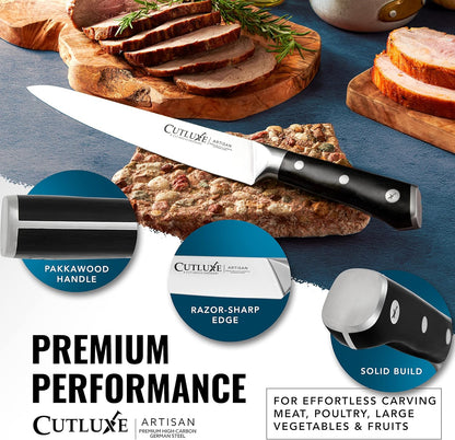 Carving Knife Set, Brisket Slicing & Boning Knife for Meat & BBQ | Razor Sharp German Steel, Full Tang Ergonomic Handle – Grilling Gift for Men, Artisan Series