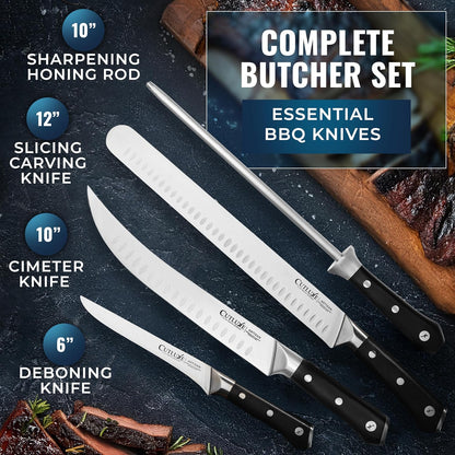 Carving Knife Set, Brisket Slicing & Boning Knife for Meat & BBQ | Razor Sharp German Steel, Full Tang Ergonomic Handle – Grilling Gift for Men, Artisan Series