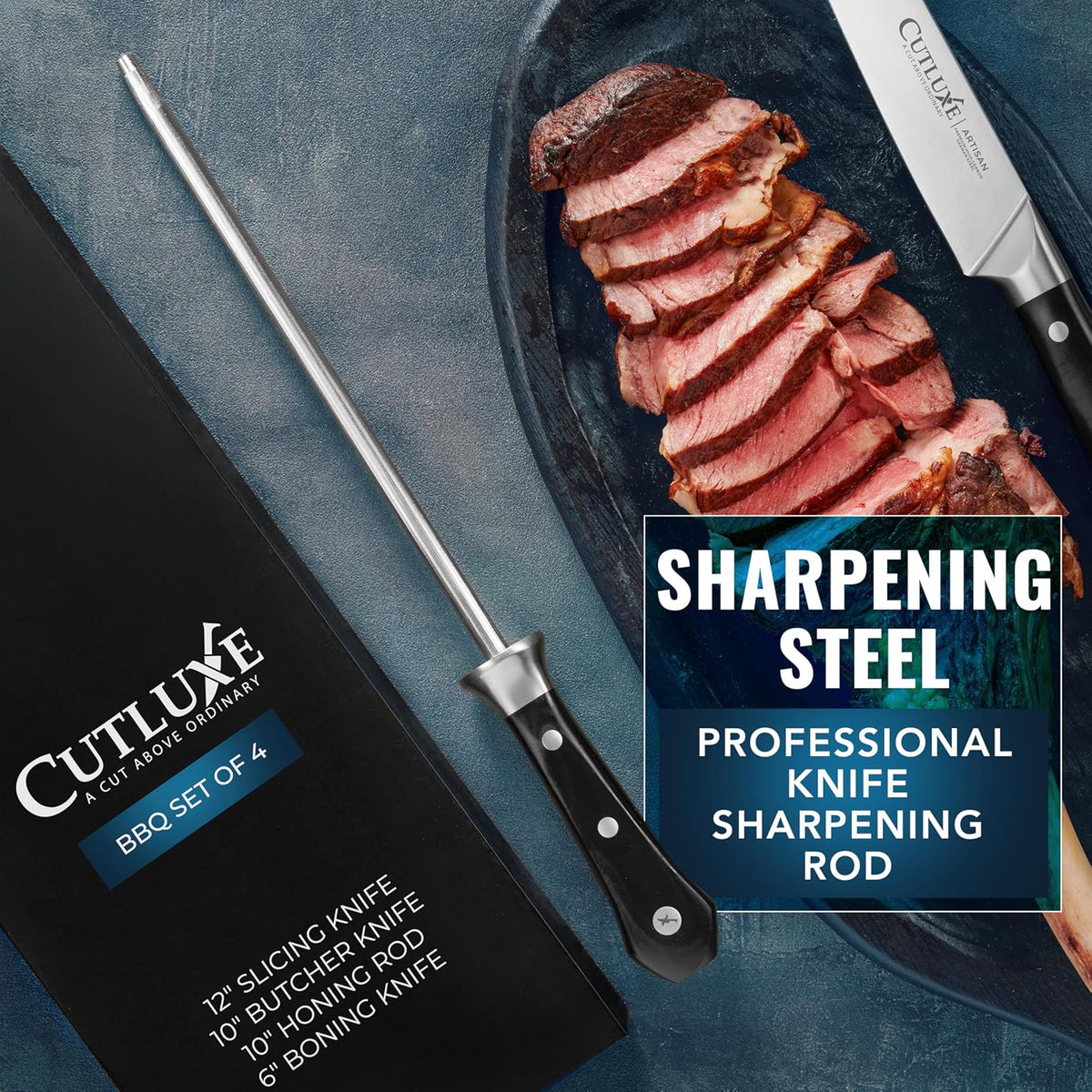 Carving Knife Set, Brisket Slicing & Boning Knife for Meat & BBQ | Razor Sharp German Steel, Full Tang Ergonomic Handle – Grilling Gift for Men, Artisan Series