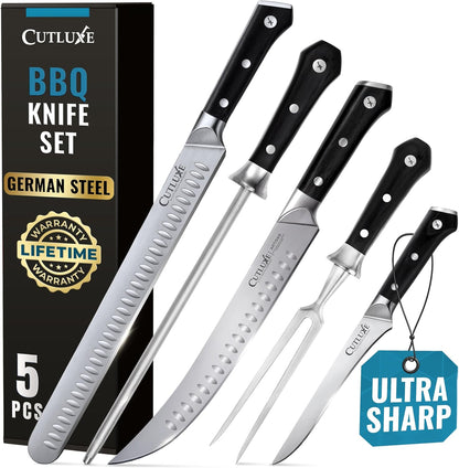Carving Knife Set, Brisket Slicing & Boning Knife for Meat & BBQ | Razor Sharp German Steel, Full Tang Ergonomic Handle – Grilling Gift for Men, Artisan Series