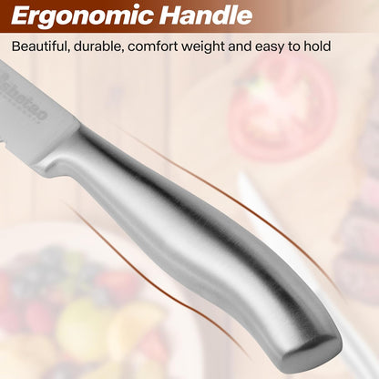 Steak Knife Set of 6, 4.5 inches Dishwasher Safe High Carbon Stainless Steel Knives, Silver