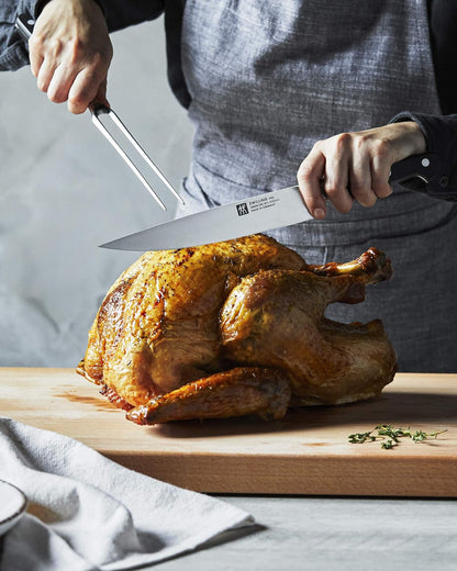 Pro 2-Piece Razor-Sharp German Carving Knife And Fork Set, Made in Company-Owned German Factory with Special Formula Steel perfected for almost 300 Years, Dishwasher Safe