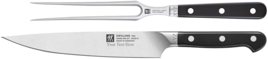 Pro 2-Piece Razor-Sharp German Carving Knife And Fork Set, Made in Company-Owned German Factory with Special Formula Steel perfected for almost 300 Years, Dishwasher Safe