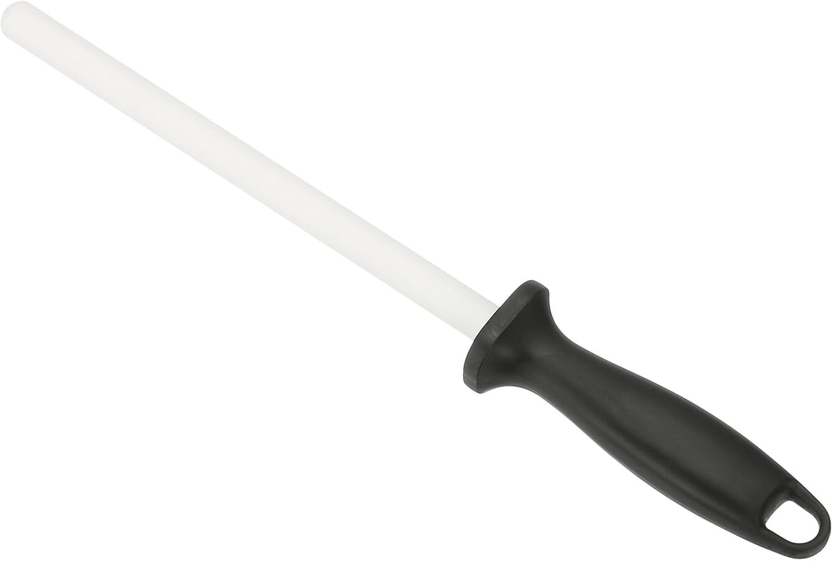 8 Inch Ceramic Knife Sharpener Honing Rod, High Hardness Sharpening Rod Knife Sharpener Steel for Kitchen Knife White