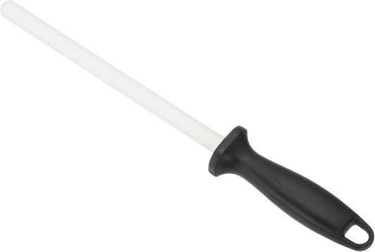 8 Inch Ceramic Knife Sharpener Honing Rod, High Hardness Sharpening Rod Knife Sharpener Steel for Kitchen Knife White