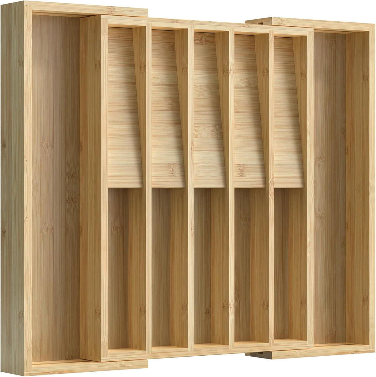 Silverware Drawer Organizer for Kitchen Utensil,Bamboo 10 Slot | 16”Dx12.3”Wx1.7”H, Vertical Storage, Cutlery Tray Dividers for Spoons Forks Knives