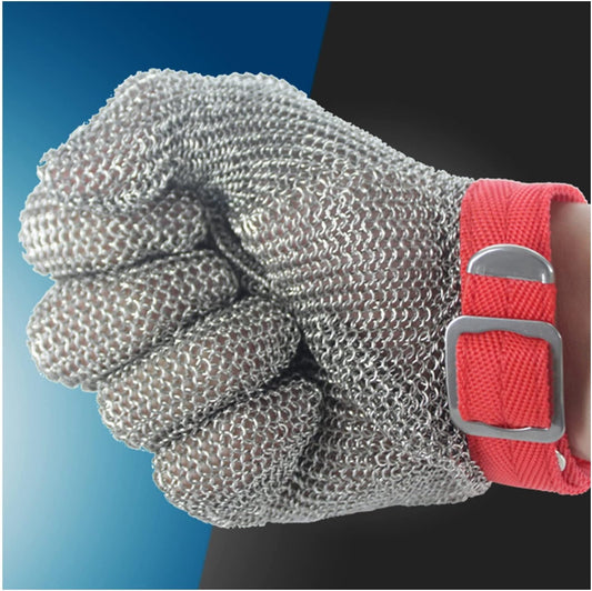 Cut Resistant Gloves Metal Stainless Steel Wire Cut-Resistant Gloves, Safety Work Gloves, Size Can Be Adjusted to Suit Left and Right Hands (Size : XL)