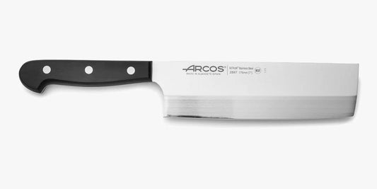 Usuba Knife 7 Inch Nitrum Stainless Steel and 175 mm Blade. Very useful utensil for professional peeling and chopping of vegetables. Polyoxymethylene (POM) handle. Series Universal. Color Black