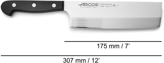 Usuba Knife 7 Inch Nitrum Stainless Steel and 175 mm Blade. Very useful utensil for professional peeling and chopping of vegetables. Polyoxymethylene (POM) handle. Series Universal. Color Black