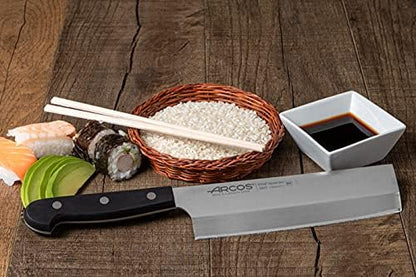 Usuba Knife 7 Inch Nitrum Stainless Steel and 175 mm Blade. Very useful utensil for professional peeling and chopping of vegetables. Polyoxymethylene (POM) handle. Series Universal. Color Black