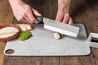 Usuba Knife 7 Inch Nitrum Stainless Steel and 175 mm Blade. Very useful utensil for professional peeling and chopping of vegetables. Polyoxymethylene (POM) handle. Series Universal. Color Black