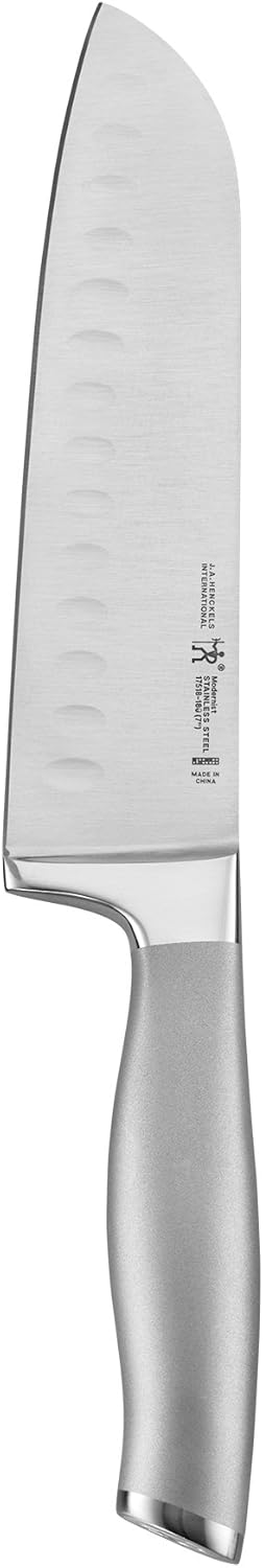 Modernist Razor-Sharp Hollow Edge Santoku Knife 7 inch, German Engineered Informed by 100+ Years of Mastery, Gray