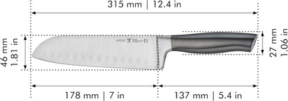 Modernist Razor-Sharp Hollow Edge Santoku Knife 7 inch, German Engineered Informed by 100+ Years of Mastery, Gray