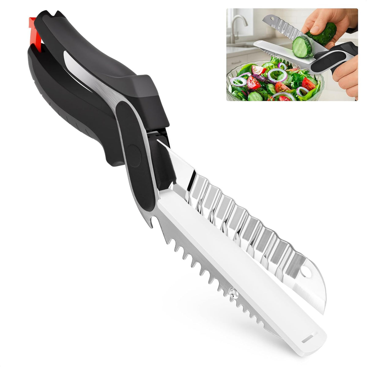 9.6" Cutting Board Scissors for Food with Stainless Steel Blade | 2 in 1 Kitchen Scissors for Food with Detachable Cutting Board; Cuts Veggies, Fruits, and Meat; Dishwasher Safe; Safety Lock