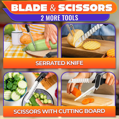 9.6" Cutting Board Scissors for Food with Stainless Steel Blade | 2 in 1 Kitchen Scissors for Food with Detachable Cutting Board; Cuts Veggies, Fruits, and Meat; Dishwasher Safe; Safety Lock