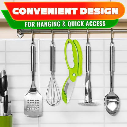 9.6" Cutting Board Scissors for Food with Stainless Steel Blade | 2 in 1 Kitchen Scissors for Food with Detachable Cutting Board; Cuts Veggies, Fruits, and Meat; Dishwasher Safe; Safety Lock