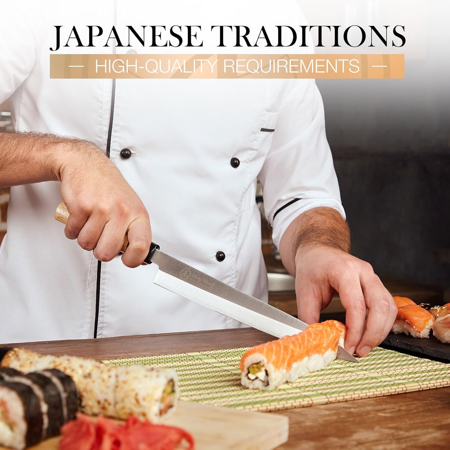 10” Sashimi Sushi Knife – Ultra Sharp Traditional Japanese Sushi Knife for Sashimi, Fish Filleting & Precision Slicing – Premium Stainless Steel Blade, Pakkawood Handle & Gift Box