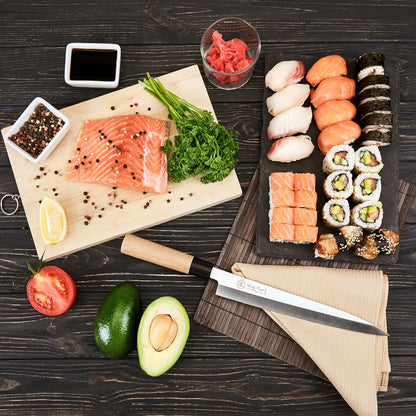 10” Sashimi Sushi Knife – Ultra Sharp Traditional Japanese Sushi Knife for Sashimi, Fish Filleting & Precision Slicing – Premium Stainless Steel Blade, Pakkawood Handle & Gift Box